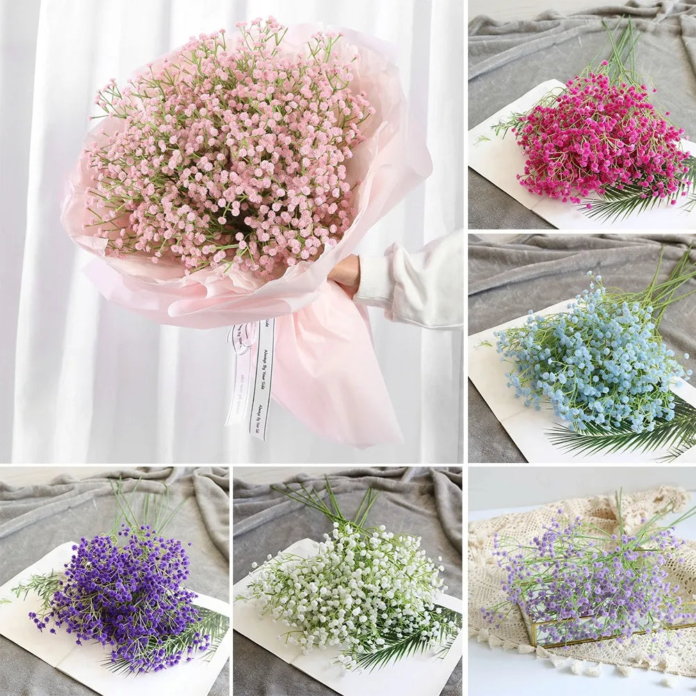 1 pc Artificial Flower Fake Silk Gypsophila Flower Simulation Gypsophila Flower Wedding Bouquet Home Garden Hotel Party Decor Qme