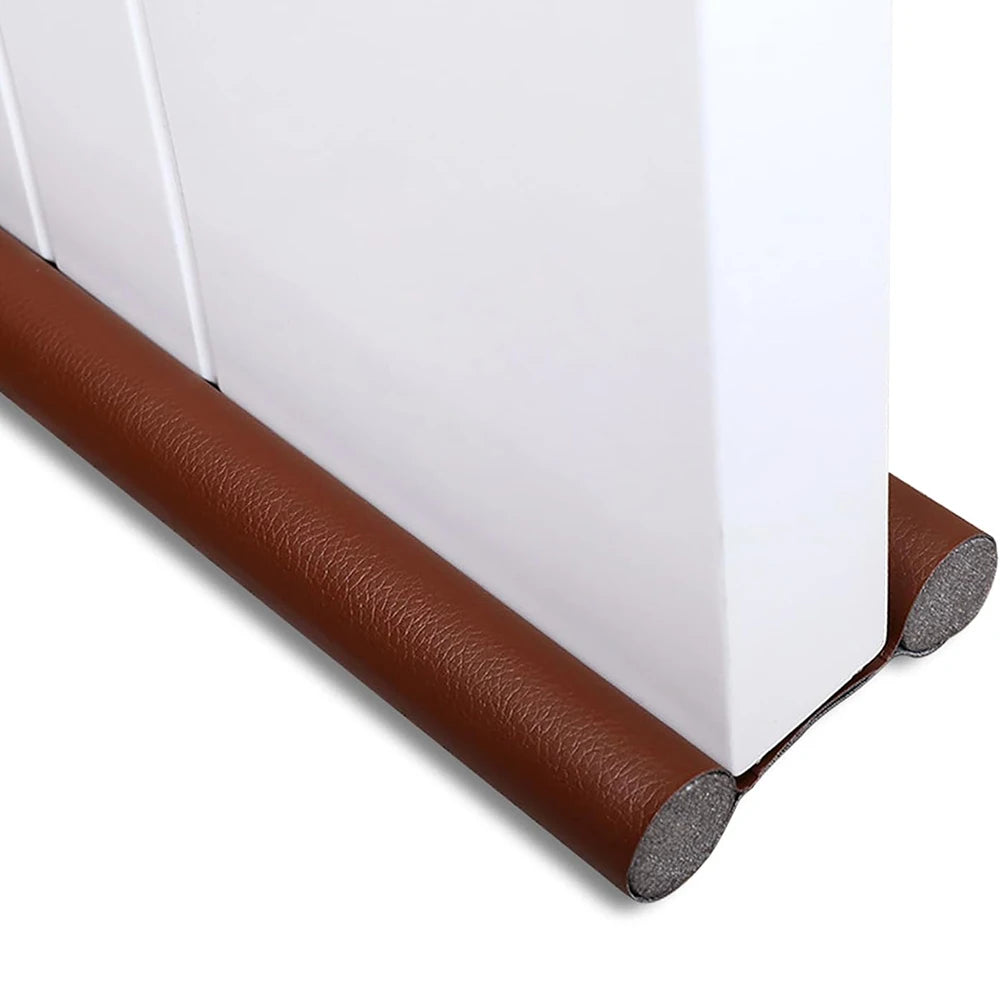 1pc Door Bottom Seal Strip Cuttable Insulation Under Door Draft Blocker Windproof Anti-Cold Gap Weather Stripping Acoustic Foam Qme Double brown