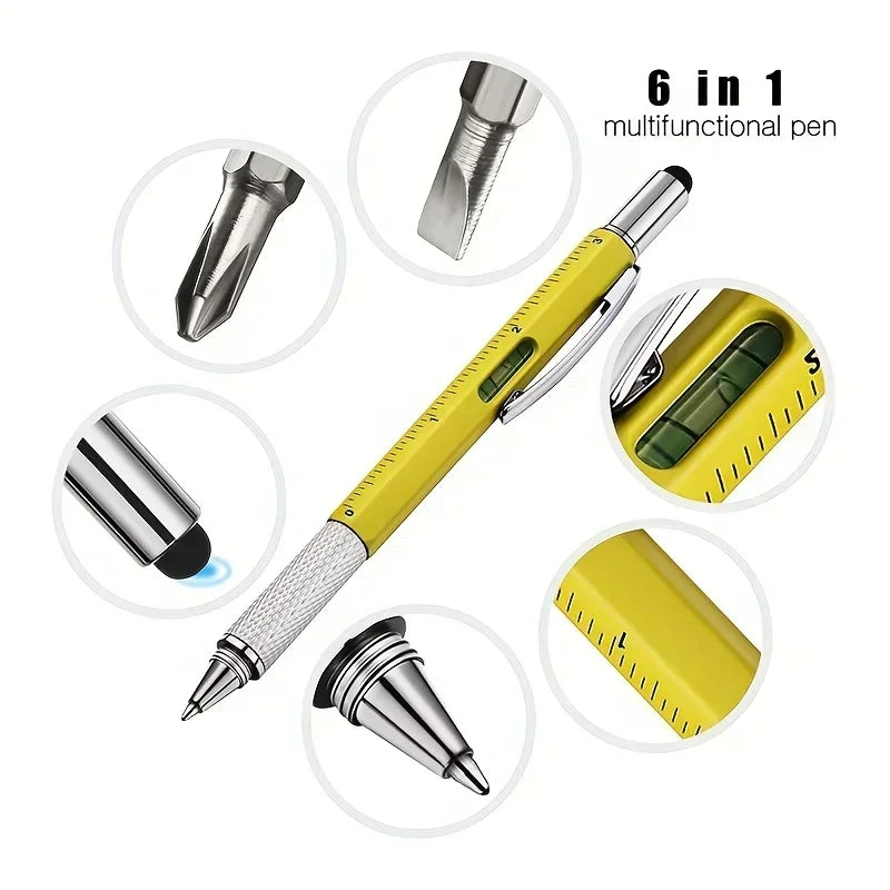 4pcs Father's Day Gift 6-in-1 Multi Functional Pen Set with Pen Core Screwdriver Ruler Level Birthday Graduation Qme