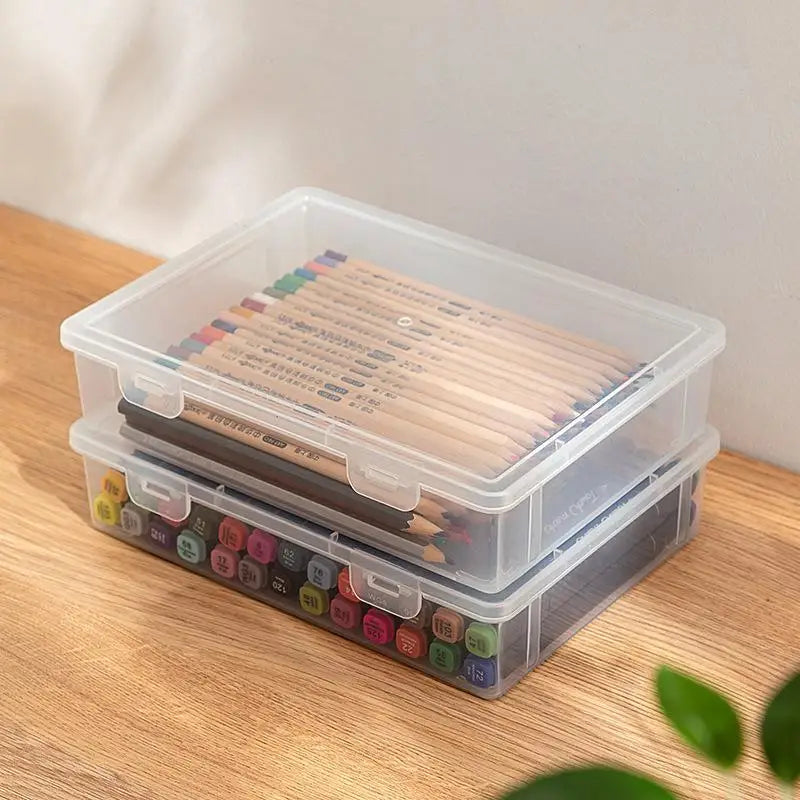 Large Capacity Pencil Case Transparent Plastic Notebook Sketch Marker Qme