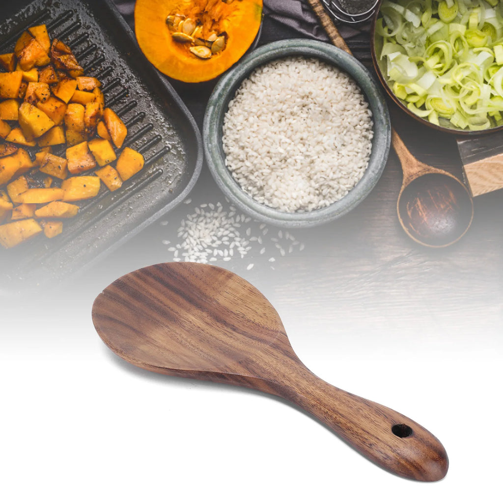 Wood Rice Spoon Rice Paddle Scoop Wooden Kitchen Spoon Ladle Tablespoon Big Serving Spoon Wooden Kitchen Utensils Tableware Qme