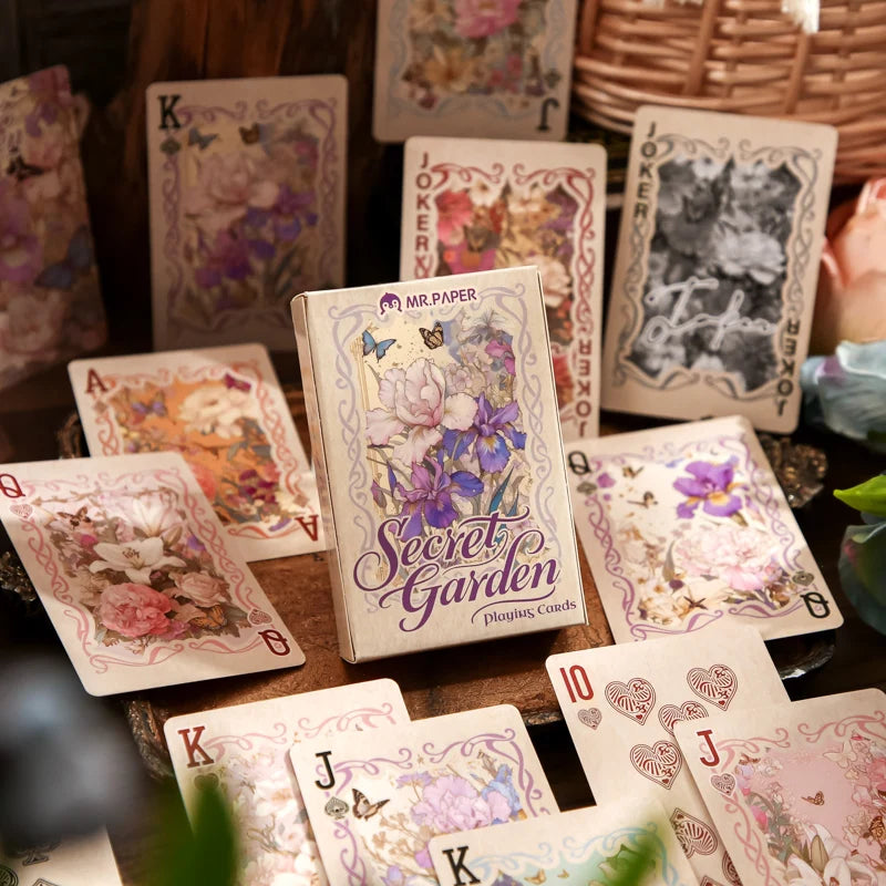 55 Sheets/Bag Vintage Floral Secret Garden Playing Cards Set for Stress Relief Game Party Christmas Fun Poker Night Supplies Qme