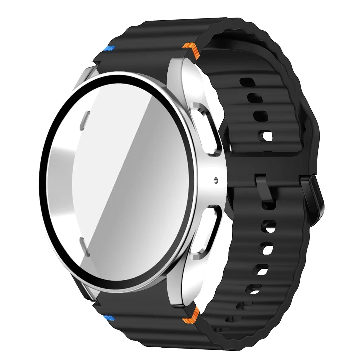 Silicone Strap for Samsung Watch 7 6 5 4 40mm 44mm 5Pro 45mm Band With Case Screen Protector Bumper cover for Wrist Accessories Qme