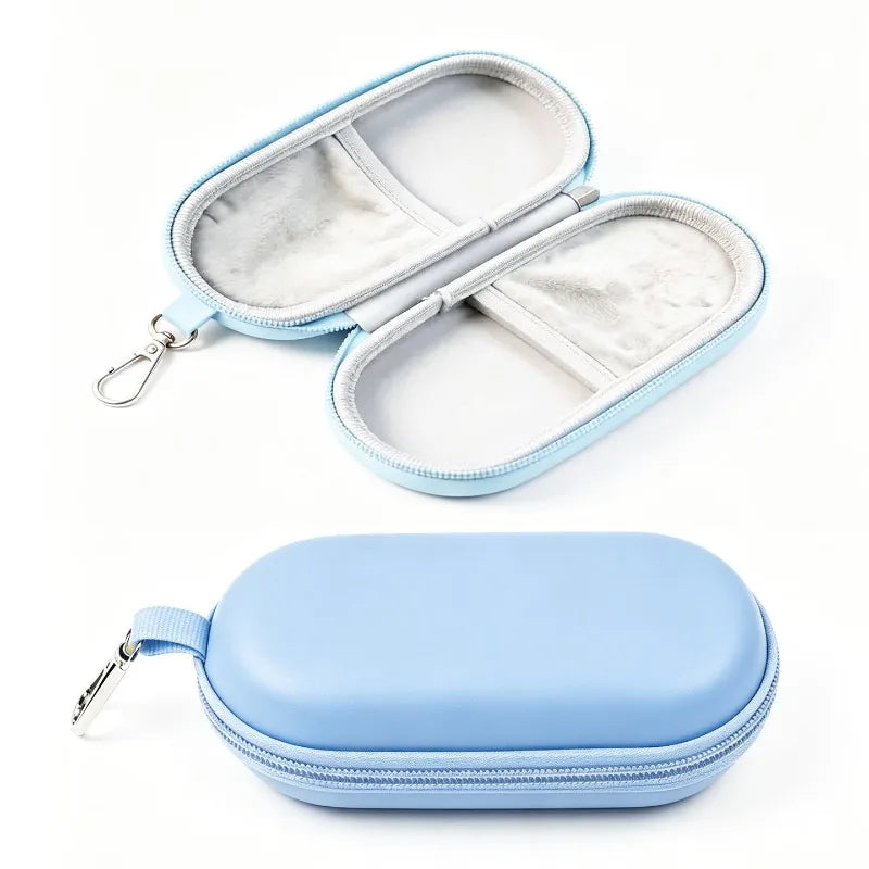 Double Eyeglasses Case Dual Glasses Sunglasses Organizer Zipper Qme Blue