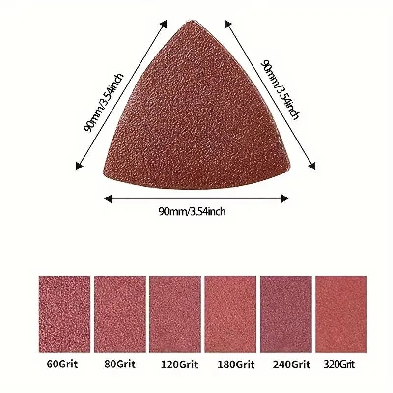 30Pcs sanded paper 90mm triangular hook and loop sandpaper triangular bonding oscillation multi-tool sanding pad multi-grit Qme 30PCS 320