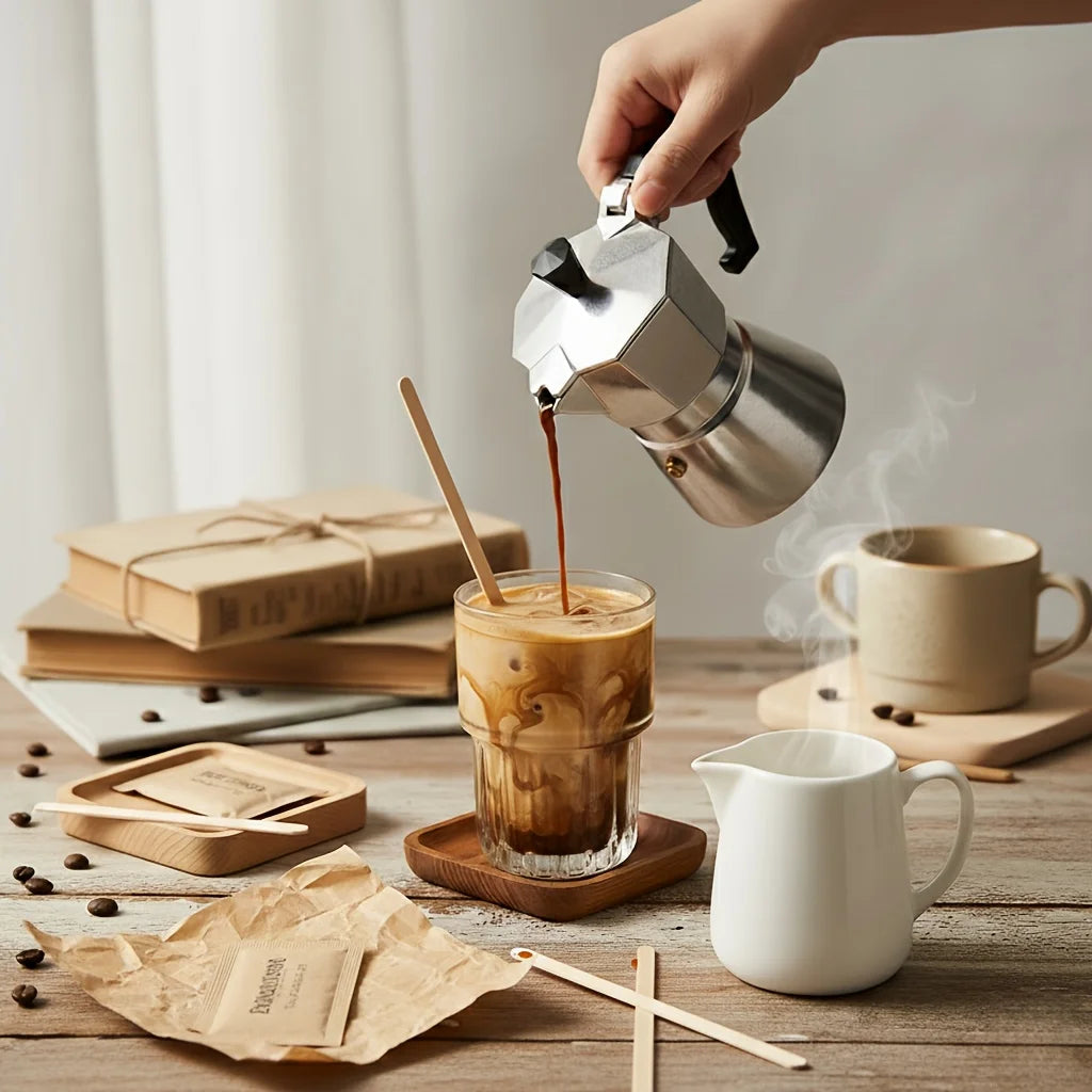 50pcs Wooden Coffee Stir Sticks - High-quality Disposable Beverage Stirrers, Suitable for Coffee, Tea, and Cocktails. Qme