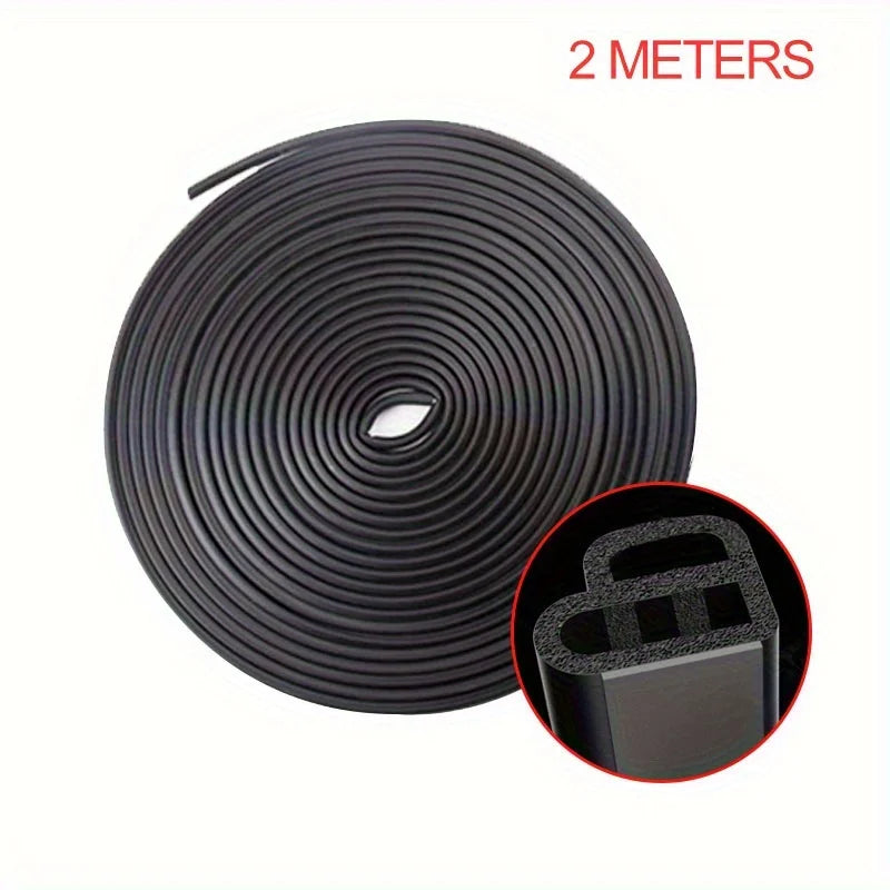 Car Door Rubber Seal Strip L-type Double Layer Sealing Adhesive Stickers Noise Insulation Weatherstrip Auto Interior Accessories Qme 2Meters