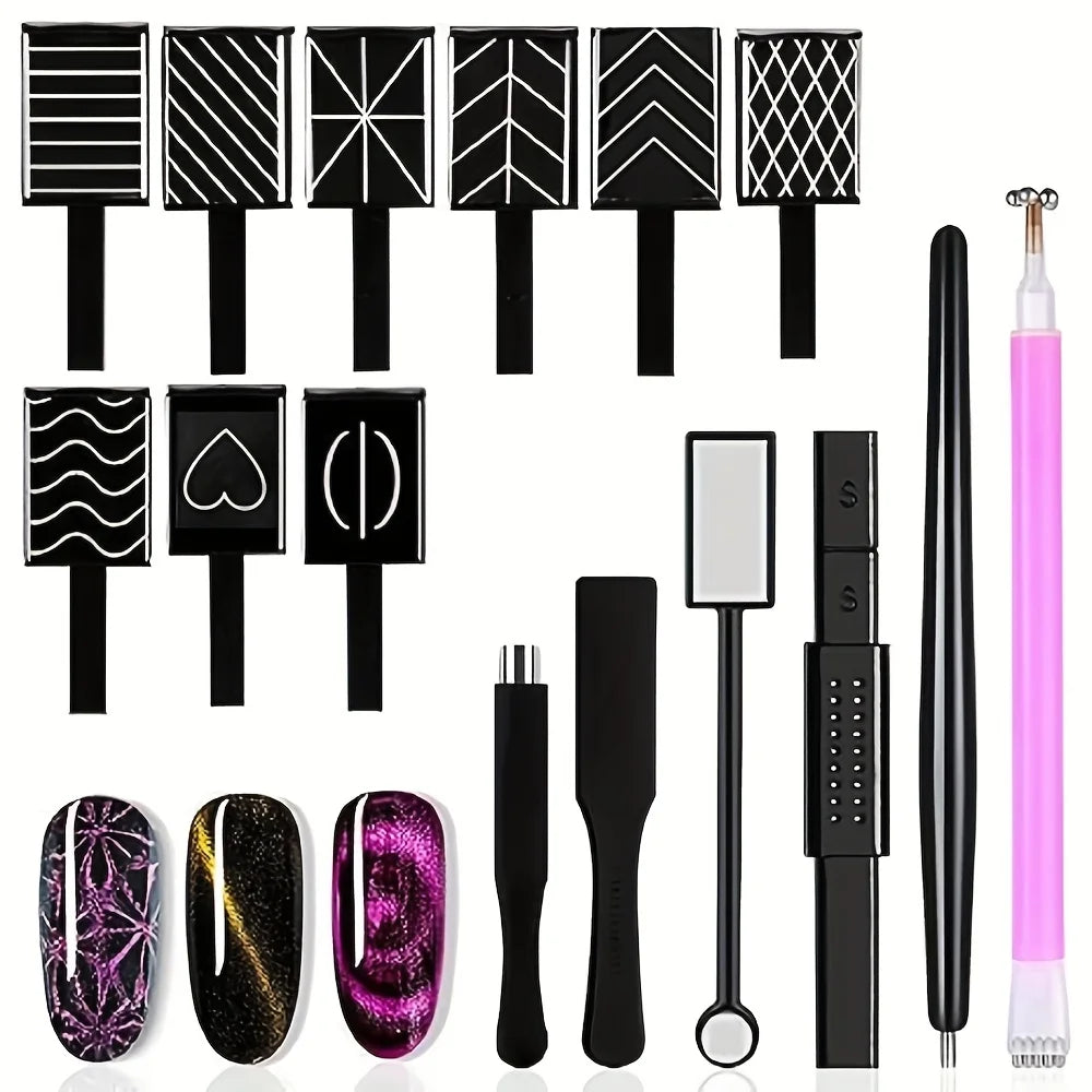 Nail magnet set, cat eye magnet set - highly suitable for nail art and nail art supplies. Qme 15pcs