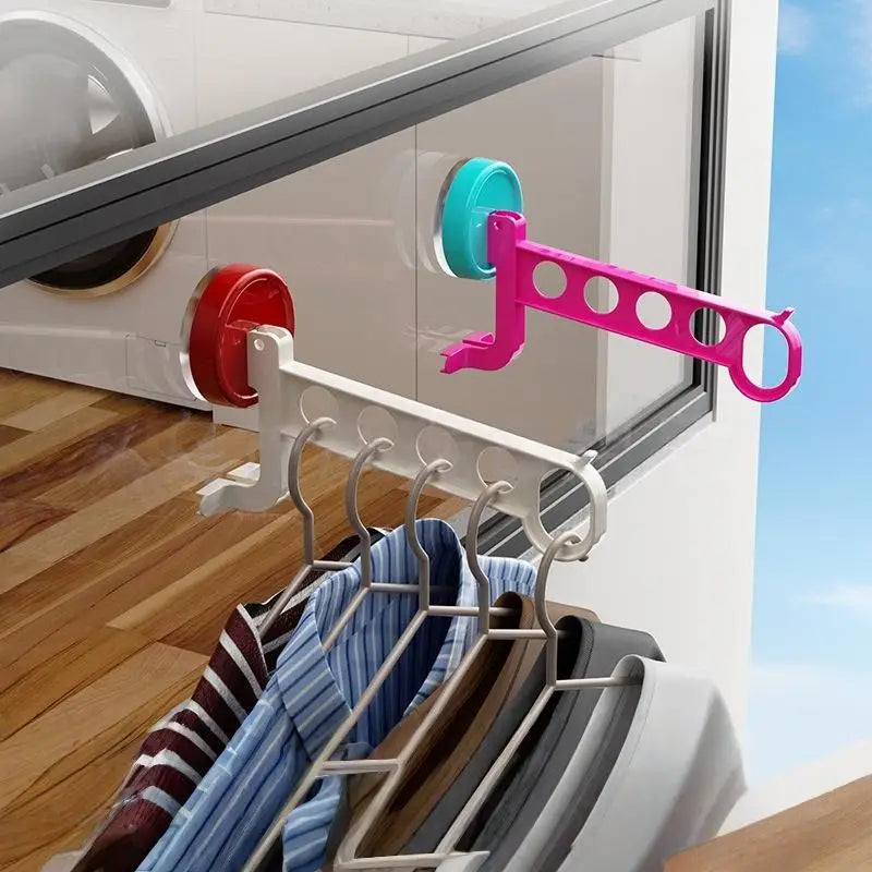 Portable 5-Hole Laundry Rack Colorful Suction Cup Hangers Travel Qme