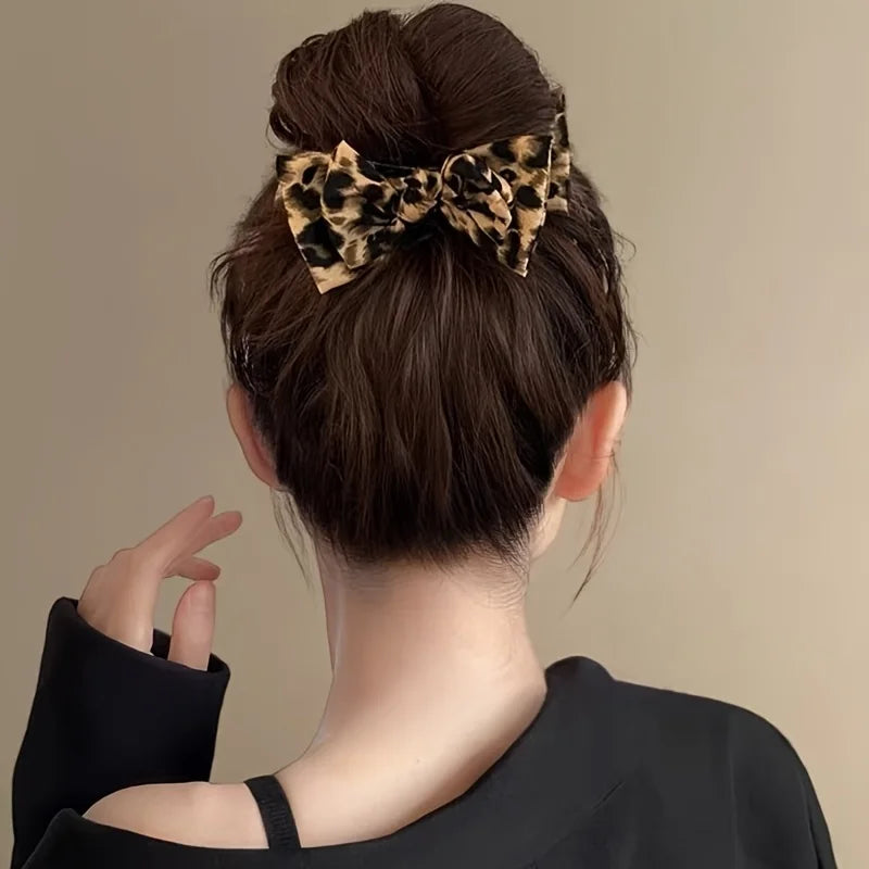 Leopard Bow Claw Clips for Women,Vintage Bowknot Hair Claw, Strong Grip Non-slip Bow Hair Accessories for Christmas,Daily,Party Qme