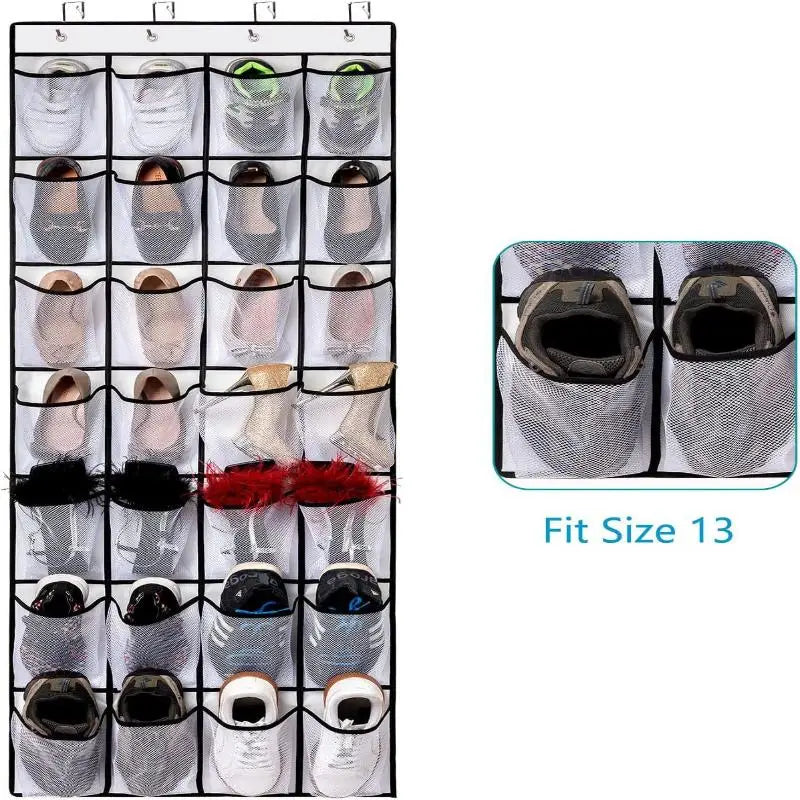 24 28 35 40 Large Mesh Pockets Hanging Shoe Organizer Closet Rack Qme