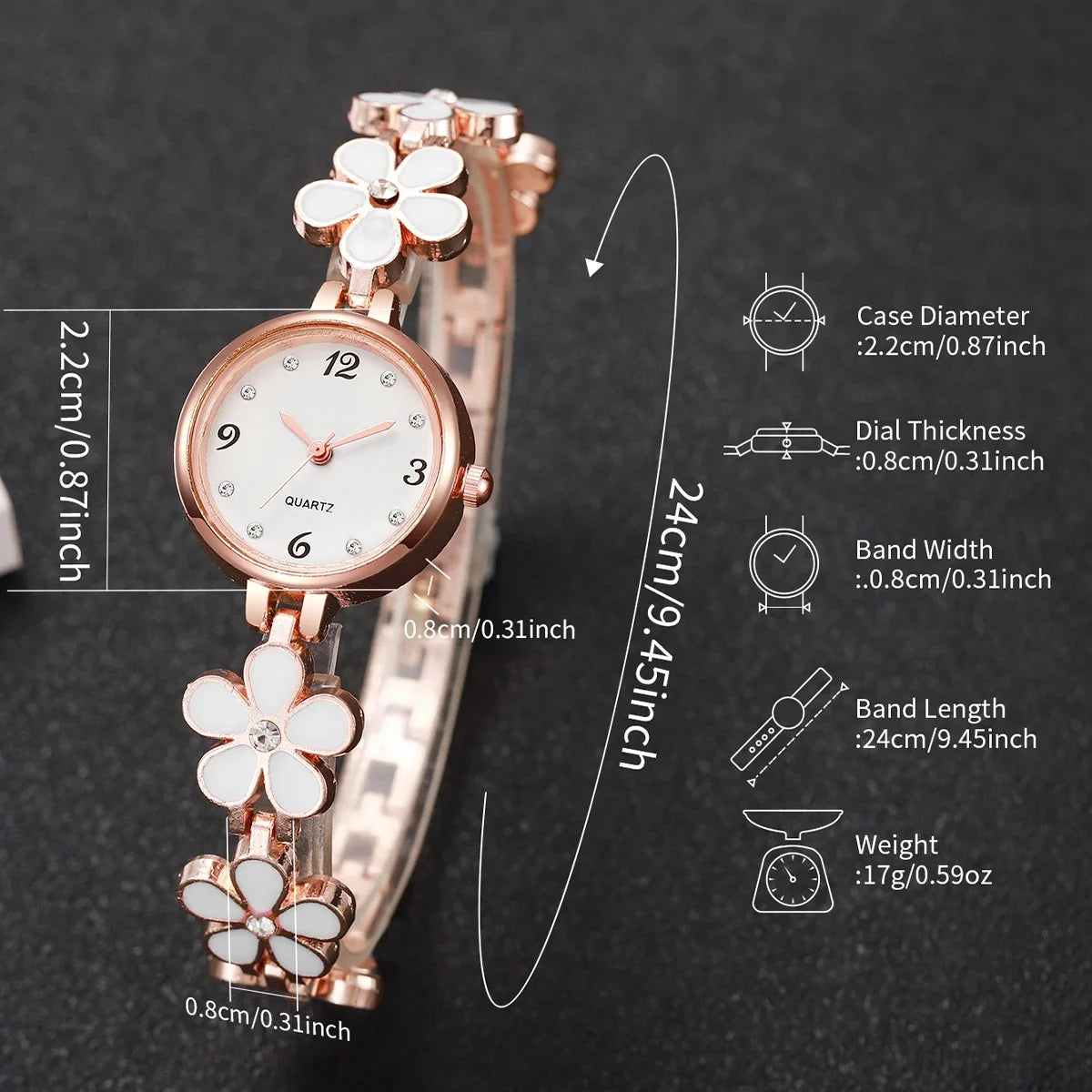 Moda árabe dial relógios femininos elegante flor pulseira senhoras relógio de pulso de quartzo reloj mujer (sem caixa) Qme