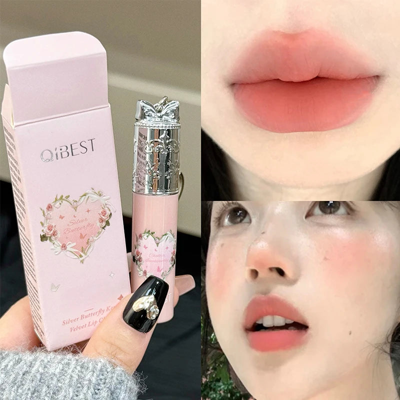 Qibest 4 Colors Velvet Lip Mud Matte Finish, Skin-Tone Enhancing Lip Tint, Versatile Nude Makeup, Budget-Friendly for Students Qme