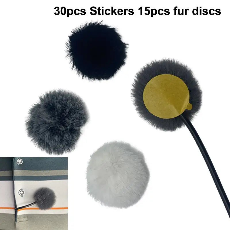 Reusable Furry Soft Lavalier Microphone Covers Windproof Stickers Qme