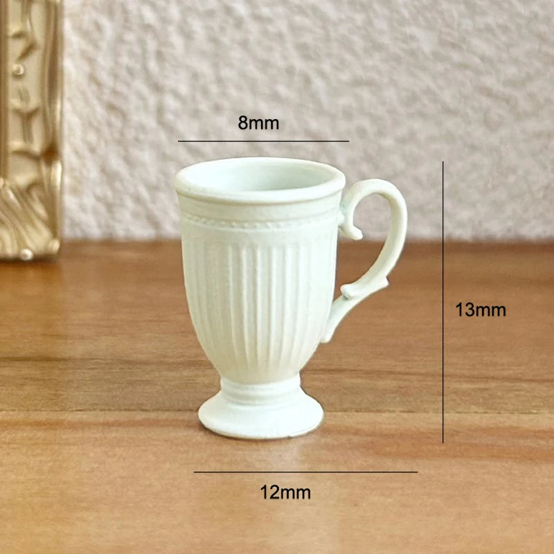 Dollhouse French Retro Mini Foot Relief Mark Coffee Cup Handle Qme A1