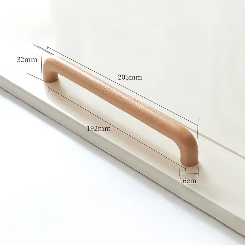 Natural Wood Color Cabinet Doors Solid Wood Handles Beech & Black Walnut Drawer Wooden Door Handles For Kitchen Bathroom Qme A11