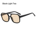 Punk Square Frame Sunglasses Anti-UV Retro Sunglasses Beach Eye Protection Black Shades Glasses for Women Men Travel Accessories Qme Black Tea