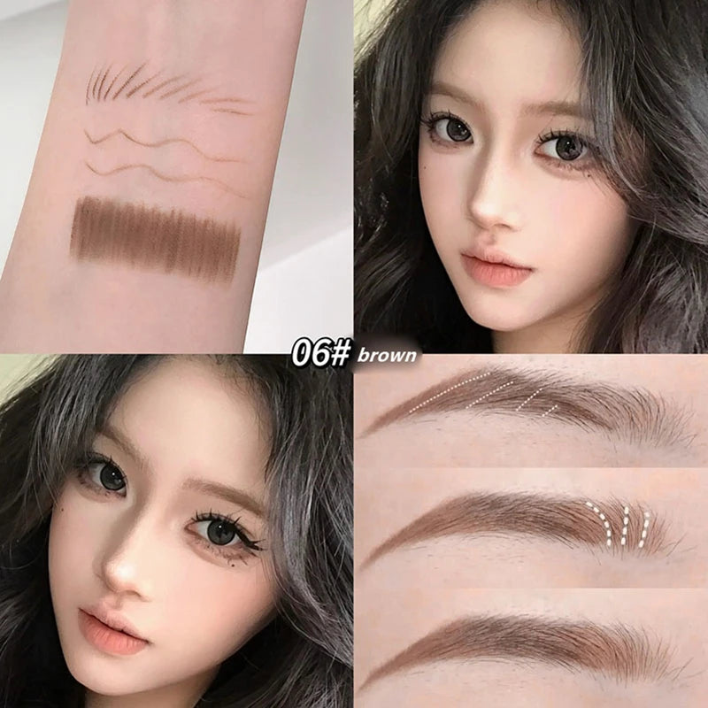 2 in1 Eyebrow Pencil Professional Cosmetics Makeup for Women 6 Colors Waterproof Eyebrow Tattoo Brush Long Lasting Eyebrow Pen Qme 06