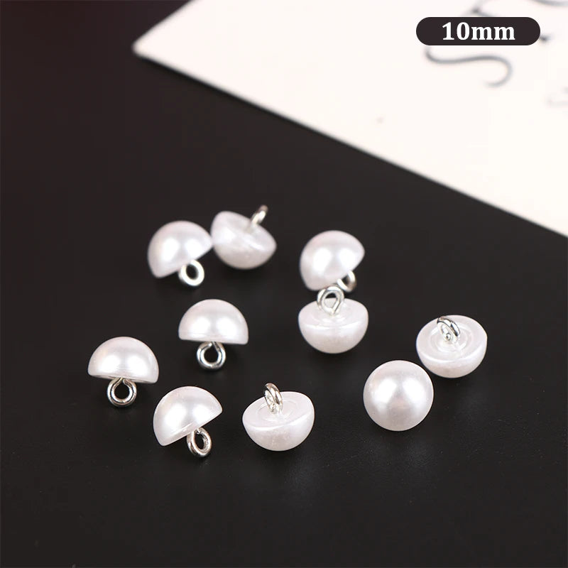 10Pcs 10mm/12mm Mushroom Faux Plastic Shirt Semicircle Pearl Buttons Shank Button For Clothing Decorative Mini Sewing DIY Qme 10mm