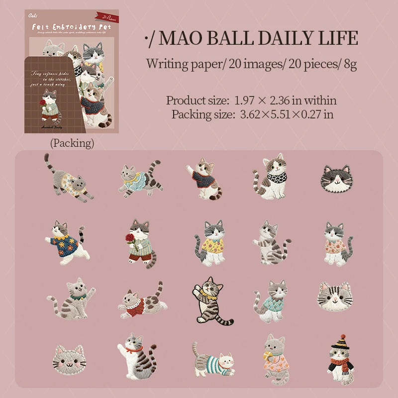 20Sheets Fluffy Plush Cat Dog Pet Theme No White Edge PET Stickers for DIY Craft Scrapbook Guitar Phone Case Notebook Decoration Qme 4