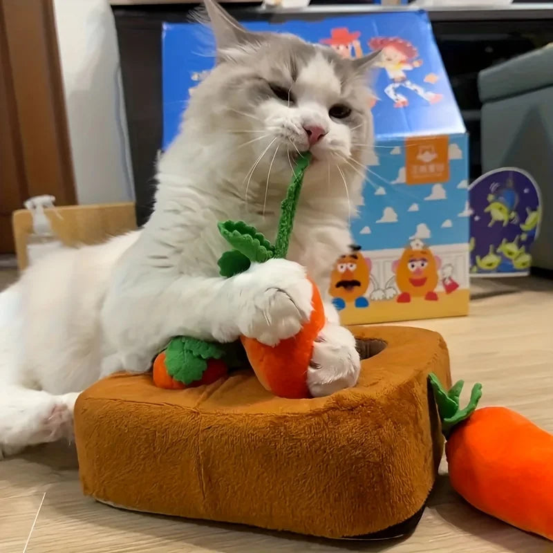 Interactive dog toy, carrot nose hair pad dog plush puzzle toy, nose hair feeding game pet stress relief with 4 carrots Qme