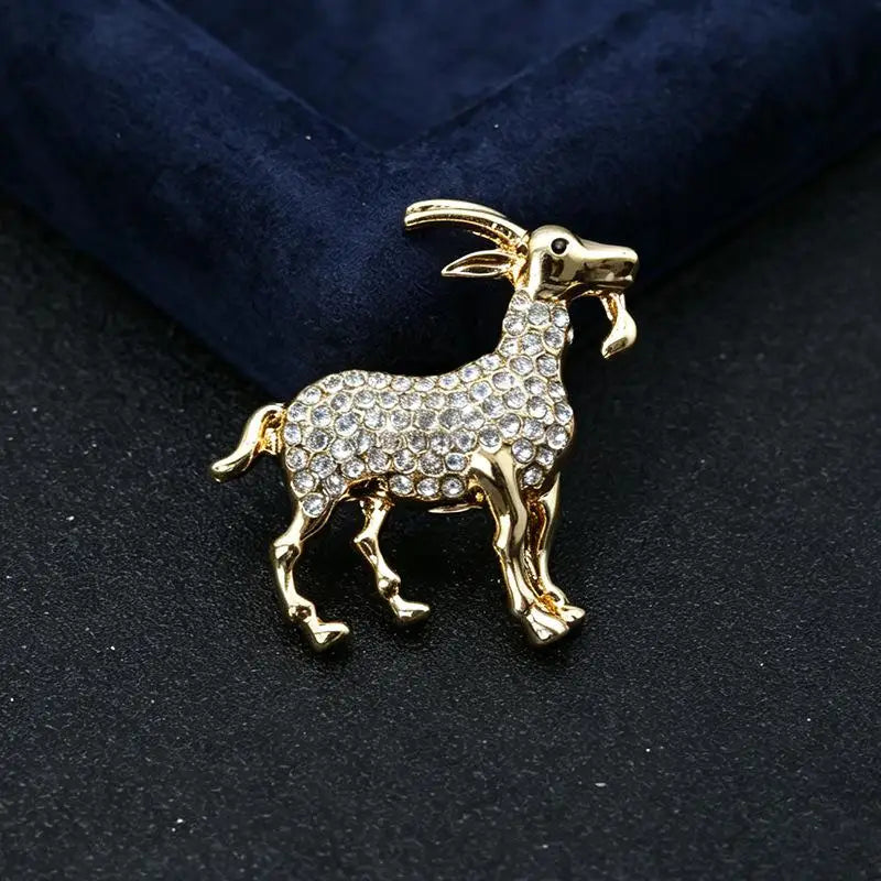 Lovely Goat Brooches For Women Unisex Rhinestone Beautiful Year Of The Sheep Animal Brooch Pin New Year Gifts Qme style 3