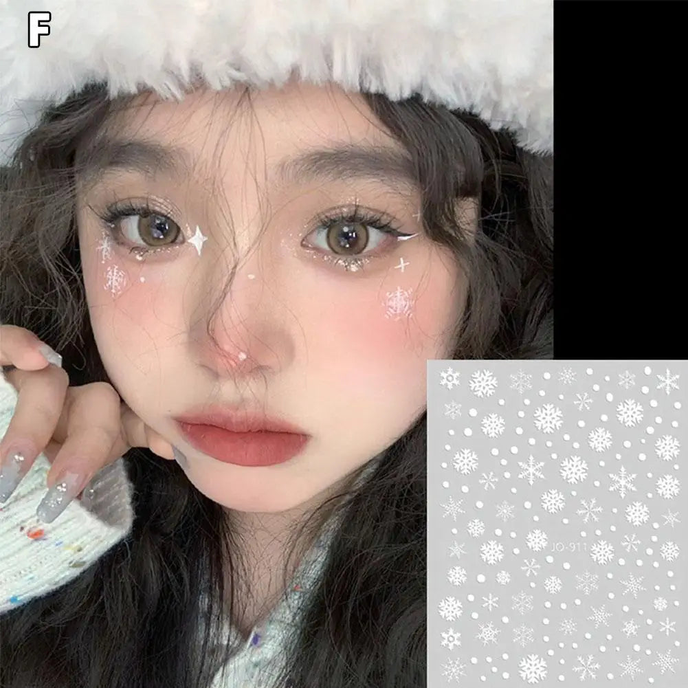 Face And Eye Makeup Stickers Christmas Face Snowflake Stickers 5D Witte Sneeuwvlok Ronde Tattoo Oogschaduw Stickers Qme F CN