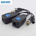ESCAM 5 Pair(10pcs) Passive CCTV Coax BNC Power Video Balun Transceiver Connectors to RJ45 BNC male for CCTV video Camera Qme 5 Pair