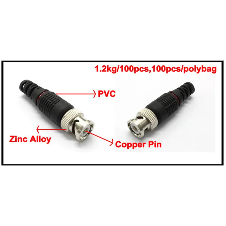 20pcs BNC Male Plug Pin Solderless Straight Angle Video Adapter BNC Connector for CCTV Surveillance Camera Security System Qme