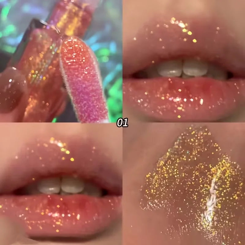 Shiny Glitter Lip Gloss Mirror Water Light Glaze Long Lasting Qme 01