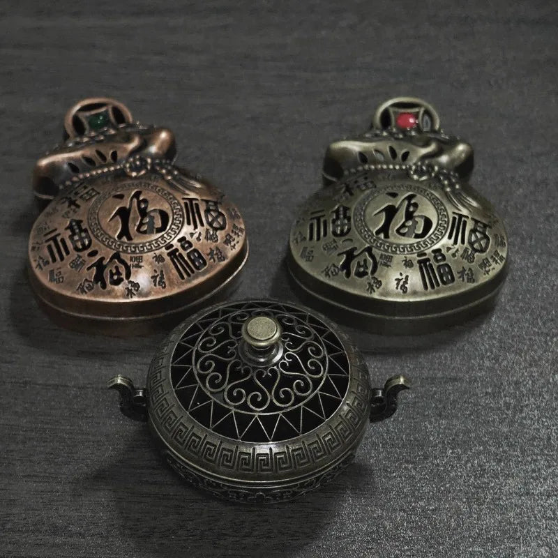Mini Metal Incense Burner Retro Ornate Pagoda Fu Pouch Lotus Styles Qme