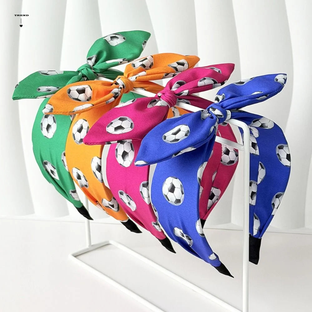 Cute Football Headband Rabbit Ear Soccer Print Soccer Fan Hair Band Charming Design Funny Costume Bunny Knot Headband Qme