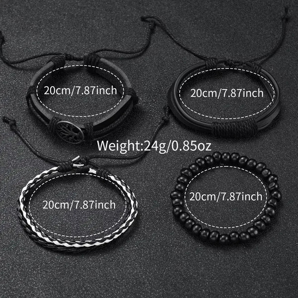 4/5PCS Fashion Men's Watches Bracelets Set Casual Arabic Dial Leather Strap Quartz Wristwatch Reloj Hombre（Without Box） Qme