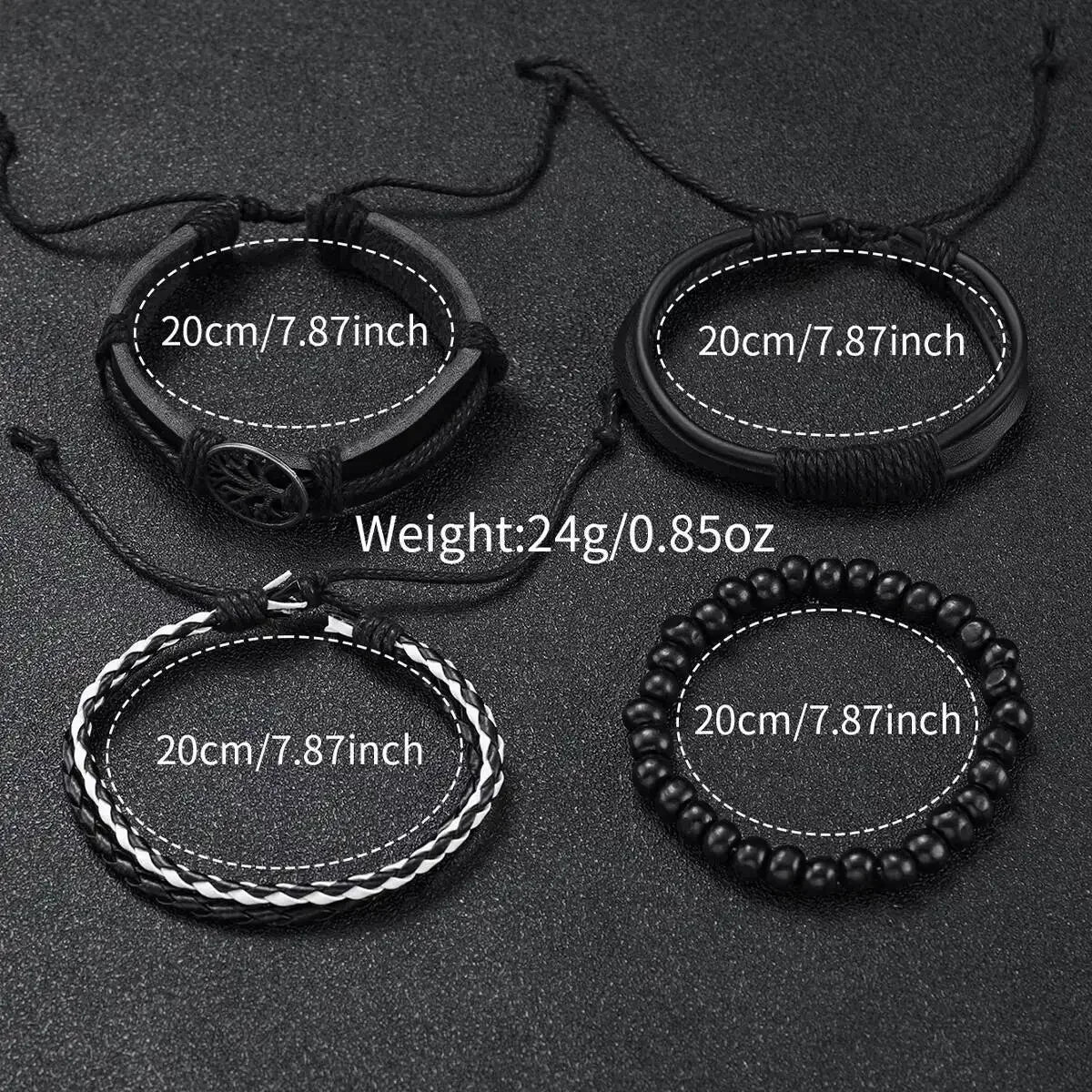 4/5PCS Fashion Men's Watches Bracelets Set Casual Arabic Dial Leather Strap Quartz Wristwatch Reloj Hombre（Without Box） Qme