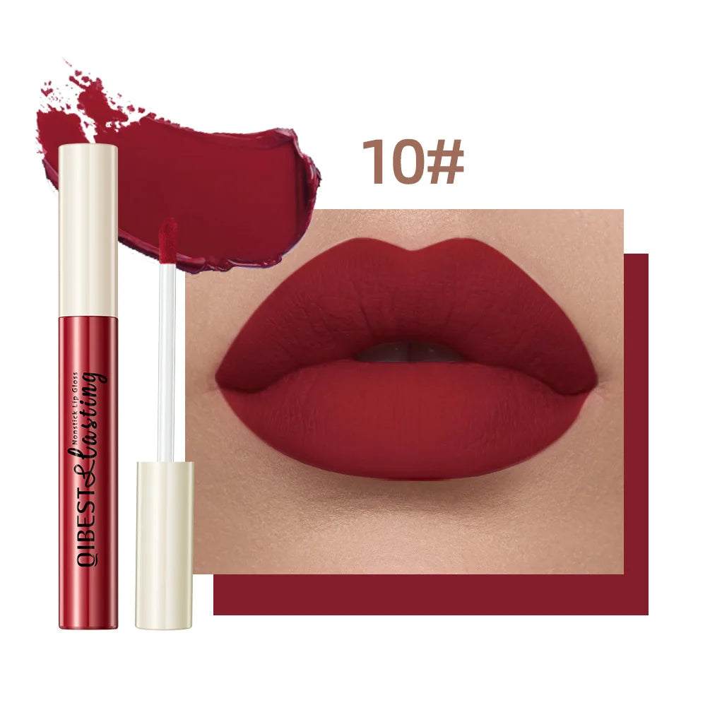 Nude Matte Lip Gloss 24 Colors Long-lasting Velvet Lipstick Waterproof Non-stick Cup Sexy Red Dark Lip Tint Makeup Cosmetic Qme 10
