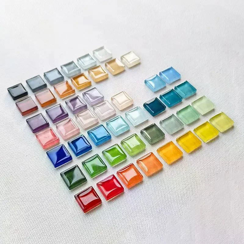 1.5CM Square Crystal Mosaic Tiles 200G Mixed 50 Colors Glossy Glass For DIY Craft Coaster Vase Home Art Decoration Qme