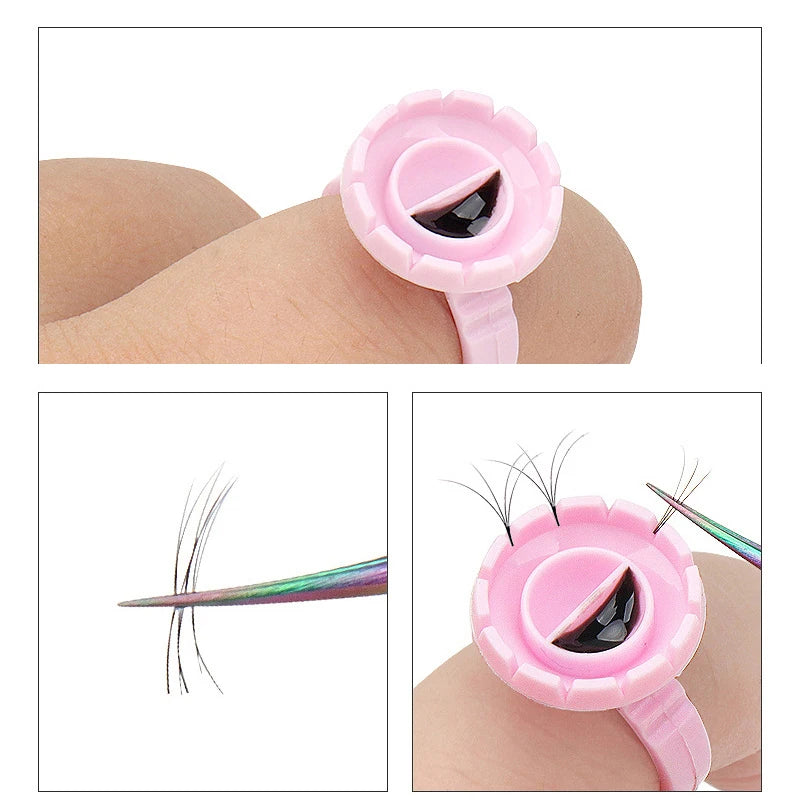 50 Wholesale Disposable Eyelash Glue Fan Cup Rings Holder Container Qme