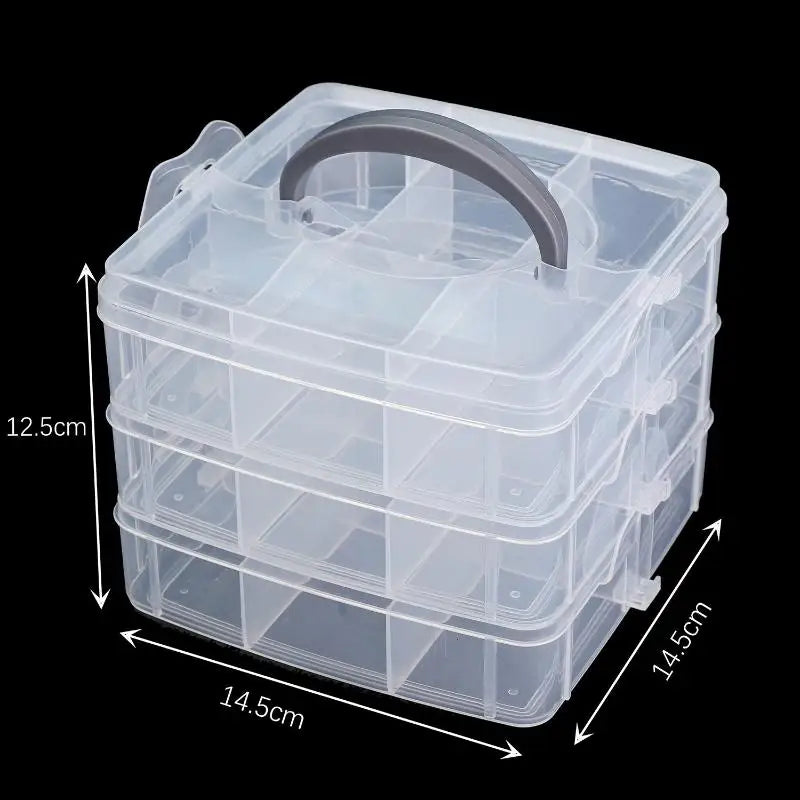 Jewelry Earrings Portable Storage Box Transparent Minimalist Toy Qme 3 layers