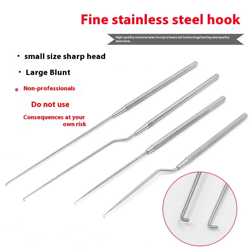 Stainless Steel Cerumen Hook Ear Pick Wax Shovel Spoon Hard Earwax Qme