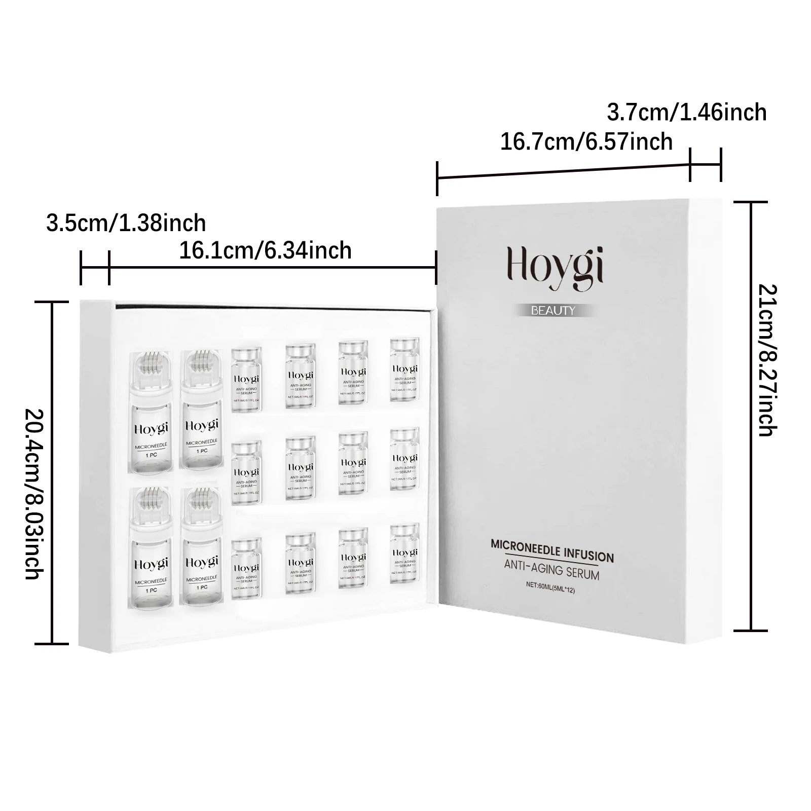 Firming Facial Serum Set with Microneedle Roller Anti-Aging Tightening Hydrating Facial Essence Fade Smoothing Skin Beauty Qme 1 Boxed