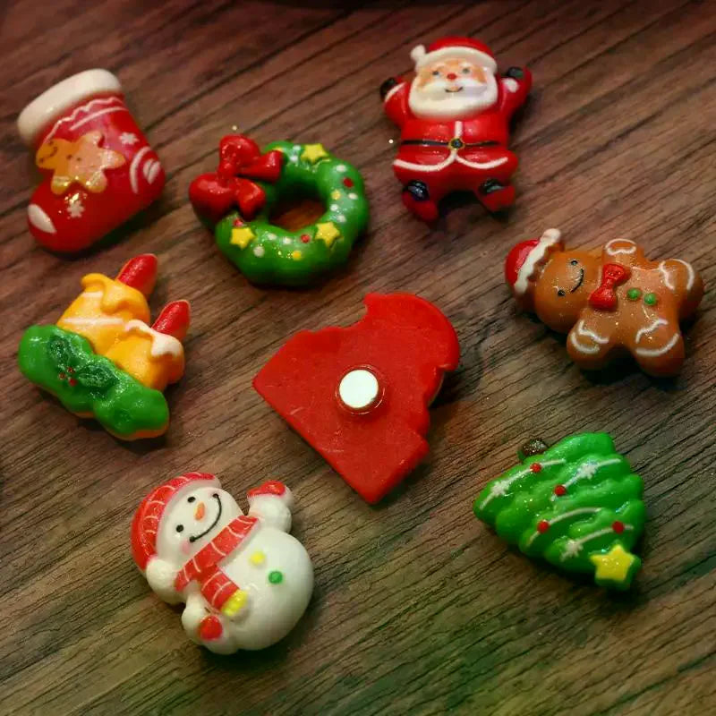 8/9Pcs Resin Christmas Fridge Magnets Cartoon Santa Claus Snowman Christmas Tree Refrigerator Magnet Decorations New Year Gift Qme