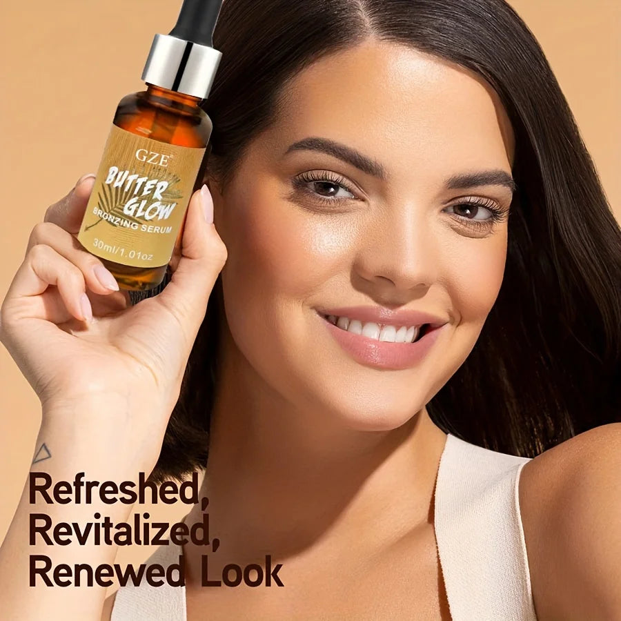 GZE BUTTER GLOW BRONZING SERUM Innovative Skincare Bronzing Drops for Radiant, Sunkissed Complexion - Sunkissed Glow ﻿ Qme