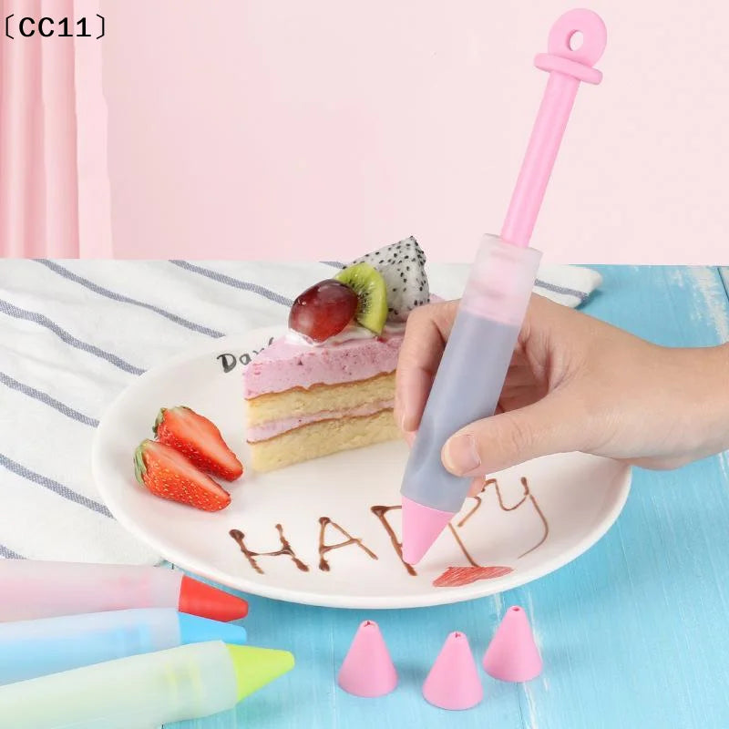 4-Head Piping Tip Silicone Chocolate Butter Pen Bags Bottles Writing Qme