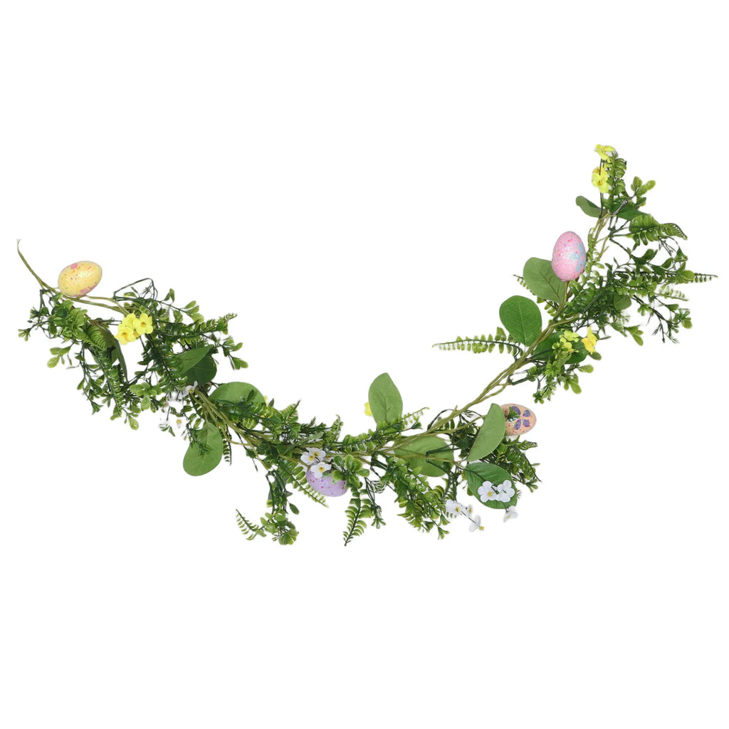 Stylish Easter Egg Garland Faux Greenery Indoor Wall Hanging Decor Realistic Eggs Plastic Foam Cloth Festive Look Qme Default Title