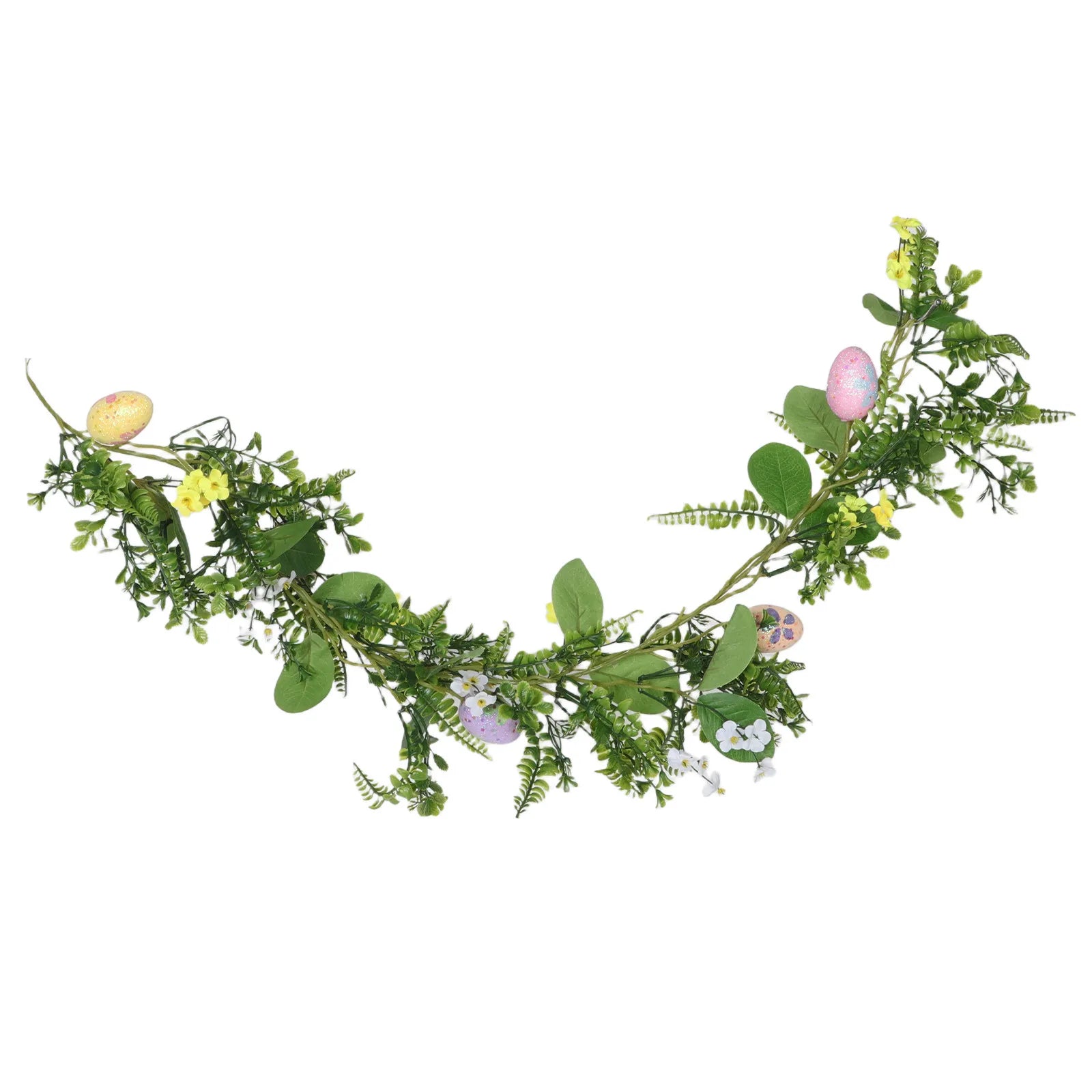Stylish Easter Egg Garland Faux Greenery Indoor Wall Hanging Decor Realistic Eggs Plastic Foam Cloth Festive Look Qme Default Title