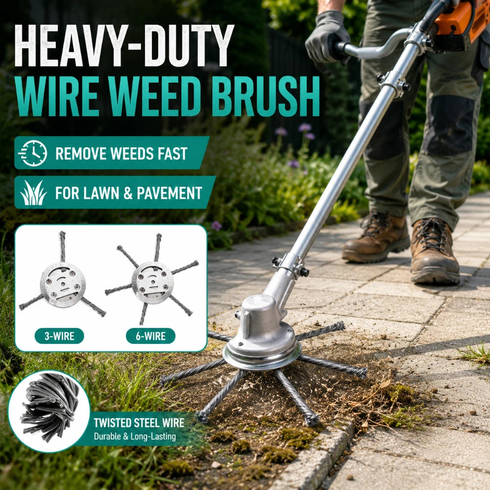 Lawn Mower Steel Wire Brush Head Heavy Duty Weeding Tool For Moss Rust Removing Driveway Sidewalk Outdoor Garden Cleaning Qme
