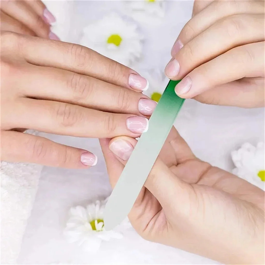Professional Colorful Glass Nail Files Strip Double-sided Transparent Qme