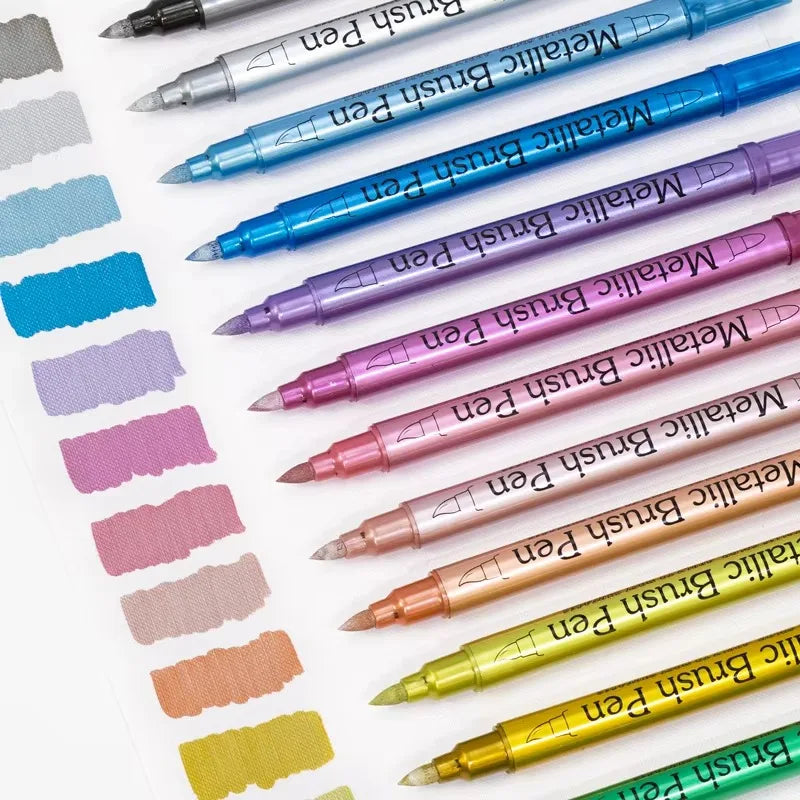 8/12 Colors Metallic Markers Pens Color Paint Pens for Black Paper, Glass, Rock Painting, DIY Scrapbook Album Qme