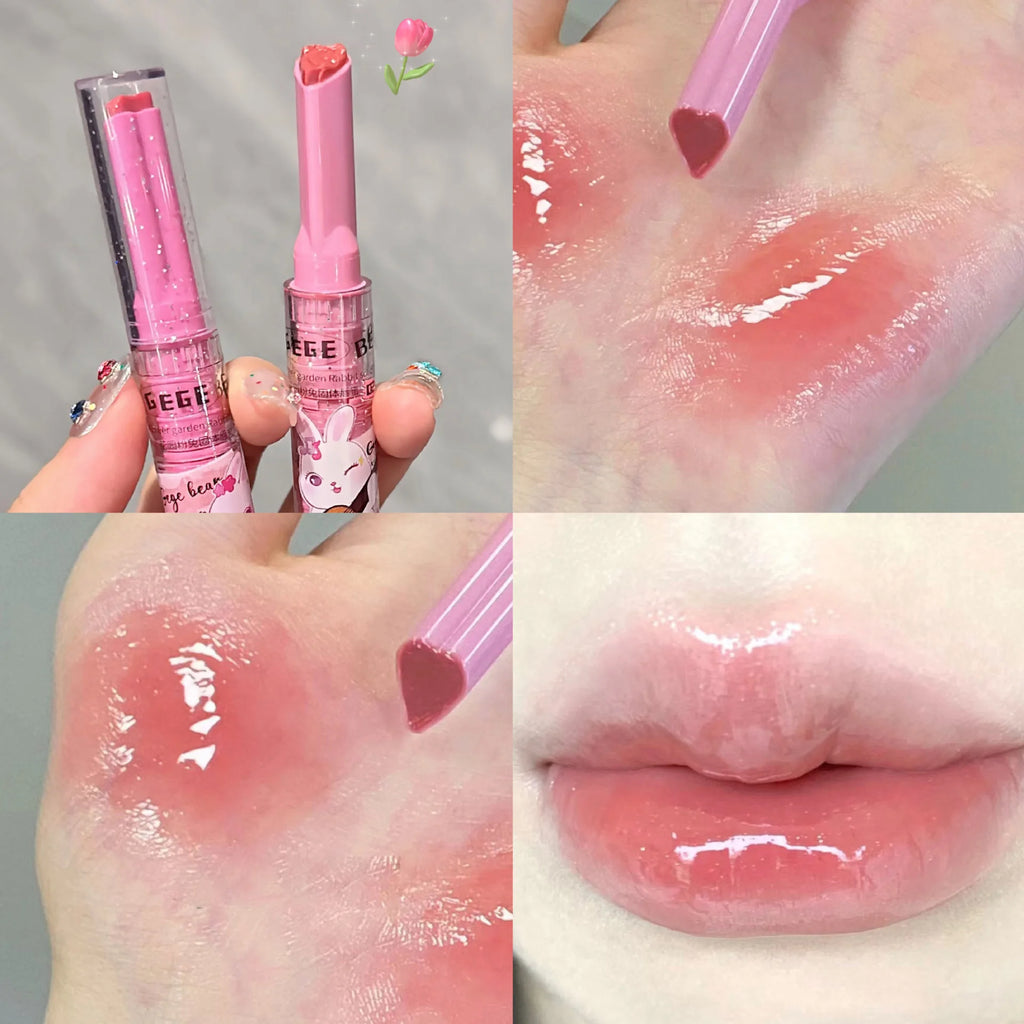 Gege Bear Garden Pink Rabbit Solid Lip Gloss Moisturizing Watery Qme
