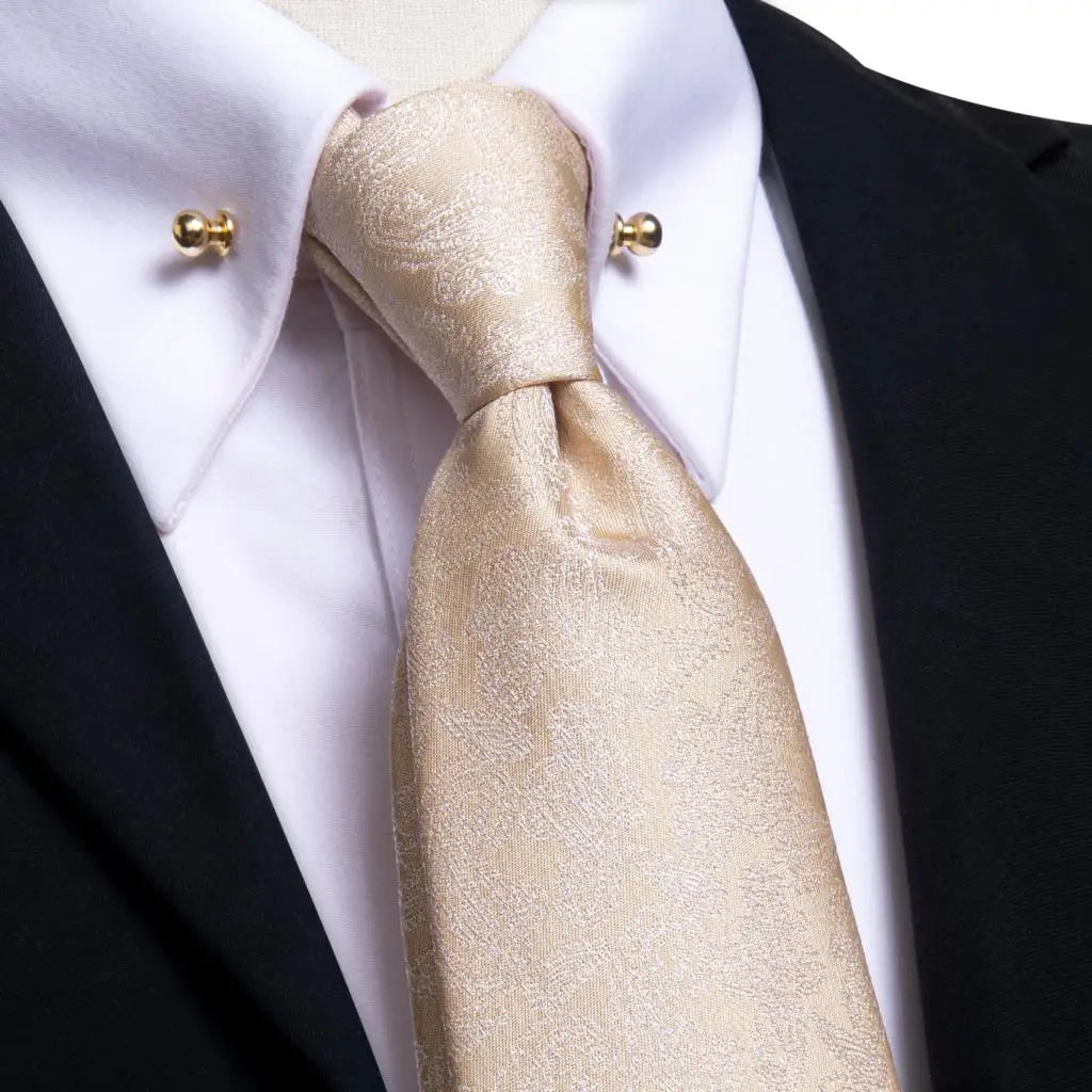 Hi-tie Luxury Teal Blue Wedding Necktie Men's Tie Glod Collar Pin Qme N-3157-CP-0001